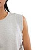 Free People FP Movement Flutter Crew Neck Flutter Ruffle Short Sleeve Tank, Color:Heather Grey - Image 5