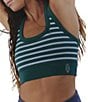 Free People FP Movement Go To Stripe Scoop Neck Raceback Sport Bra, Color:Evergreen Combo - Image 2