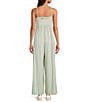 Free People FP Movement Hot Shot Strappy Square Neck Sleeveless Wide Leg Jumpsuit, Color:Green Tea - Image 2