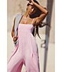 Free People FP Movement Hot Shot Strappy Square Neck Sleeveless Wide Leg Jumpsuit, Color:Powder Pink - Image 6