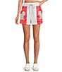 Free People FP Movement In The Ring Floral Paneled Drawstring Shorts, Color:Ballet Slipper Combo - Image 1