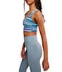 Free People FP Movement Never Better Plunging V Front and Back Cropped Cami, Color:Blueberry Wave Stripe - Image 3