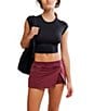 Free People FP Movement Never Better Scoop Neck Cap Sleeve Cropped Tee, Color:Black - Image 1