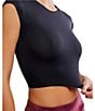 Free People FP Movement Never Better Scoop Neck Cap Sleeve Cropped Tee, Color:Black - Image 5