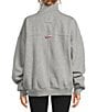 Free People FP Movement On Your Mark Mock Neck Long Sleeve Embroidered Logo Pullover, Color:Heather Grey Combo - Image 2
