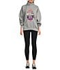 Free People FP Movement On Your Mark Mock Neck Long Sleeve Embroidered Logo Pullover, Color:Heather Grey Combo - Image 3