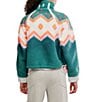 Free People FP Movement Printed Mountain High 1/2 Zip High Neck Long Sleeve Fleece Pullover, Color:Soft Glow Green Glow - Image 2