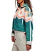 Free People FP Movement Printed Mountain High 1/2 Zip High Neck Long Sleeve Fleece Pullover, Color:Soft Glow Green Glow - Image 3