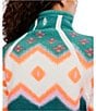 Free People FP Movement Printed Mountain High 1/2 Zip High Neck Long Sleeve Fleece Pullover, Color:Soft Glow Green Glow - Image 5