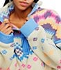 Free People FP Movement Printed Mountain High 1/2 Zip High Neck Long Sleeve Fleece Pullover, Color:Isleknit Spring Meadow - Image 5