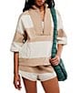 FP Movement Retro Rugby Stripe Pattern Quarter Zip Short Sleeve Short Set - Image 4
