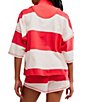 FP Movement Retro Rugby Stripe Pattern Quarter Zip Short Sleeve Short Set - Image 2