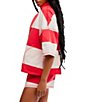 FP Movement Retro Rugby Stripe Pattern Quarter Zip Short Sleeve Short Set - Image 3