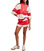 FP Movement Retro Rugby Stripe Pattern Quarter Zip Short Sleeve Short Set - Image 5