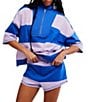 FP Movement Retro Rugby Stripe Pattern Quarter Zip Short Sleeve Short Set - Image 1