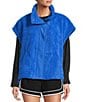 Free People FP Movement Scout It Out Funnelneck Sleeveless Fleece Vest, Color:Light Cobalt - Image 2
