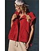 Free People FP Movement Scout It Out Funnelneck Sleeveless Fleece Vest, Color:Cranberry - Image 5