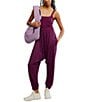 Free People FP Movement Shiny Happy Square Neck Sleeveless Jumpsuit, Color:Black Cherry - Image 1