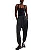 Free People FP Movement Shiny Happy Square Neck Sleeveless Jumpsuit, Color:Black - Image 1
