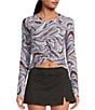 FP Movement Tempo Ruched Abstract Printed Scoop Neck Long Sleeve Top - Image 1
