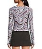 FP Movement Tempo Ruched Abstract Printed Scoop Neck Long Sleeve Top - Image 2
