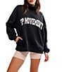 Free People FP Movement Victory Funnel Neck Long Sleeve Oversized Sweatshirt and Biker Short Set, Color:Black/Ballet Slipper - Image 1
