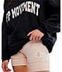 Free People FP Movement Victory Funnel Neck Long Sleeve Oversized Sweatshirt and Biker Short Set, Color:Black/Ballet Slipper - Image 5