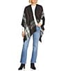 Fraas Exploded Plaid Poncho, Color:Black - Image 3