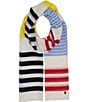 Color:Pure Blue - Image 1 - Variegated Striped Oblong Scarf