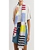 Color:Pure Blue - Image 3 - Variegated Striped Oblong Scarf