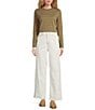 FRANCES VALENTINE Ace Stretch Denim Straight Wide Leg Jeans, Color:White - Image 3