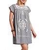 FRANCES VALENTINE Camilla Gingham Poplin Scoop Neck Short Sleeve Mini Dress - Image 1