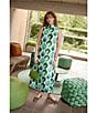 FRANCES VALENTINE Carlyle Dupion Graphic Leaf Mock Neck Sleeveless Midi Dress, Color:Green/Multi - Image 4