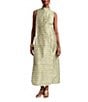 FRANCES VALENTINE Carlyle Loop Print Mock Neck Sleeveless Maxi Dress, Color:Green/Oyster - Image 1