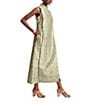 FRANCES VALENTINE Carlyle Loop Print Mock Neck Sleeveless Maxi Dress, Color:Green/Oyster - Image 4