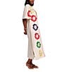 FRANCES VALENTINE Charming Fireflower Print Split U-Neck Short Sleeve Caftan Maxi Dress, Color:Oyster/Multi - Image 2