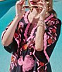FRANCES VALENTINE Charming Peacock Embroidery Split V-Neck 3/4 Sleeve Caftan Maxi Dress - Image 5