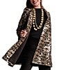 FRANCES VALENTINE Cornelia Winter Anemone Floral Jacquard Swing Jacket, Color:Black/Gold - Image 1