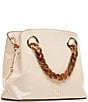 FRANCES VALENTINE Crinkled Leather Skip Tote Bag, Color:Oyster - Image 3