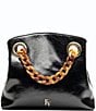 FRANCES VALENTINE Crinkled Leather Skip Tote Bag, Color:Black - Image 1