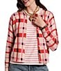 FRANCES VALENTINE Darling Merino Wool Striped Lollipop Lattice Button-Front Short Jacket - Image 4