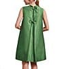 FRANCES VALENTINE Diplomat Dupioni Mock Neck Sleeveless Dress, Color:Green - Image 2
