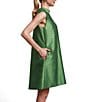 FRANCES VALENTINE Diplomat Dupioni Mock Neck Sleeveless Dress, Color:Green - Image 3