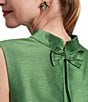 FRANCES VALENTINE Diplomat Dupioni Mock Neck Sleeveless Dress, Color:Green - Image 4