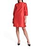 FRANCES VALENTINE Diplomat Solid Dupioni Mock Neck 3/4 Sleeve Shift Dress - Image 1