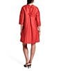 FRANCES VALENTINE Diplomat Solid Dupioni Mock Neck 3/4 Sleeve Shift Dress - Image 2
