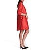 FRANCES VALENTINE Diplomat Solid Dupioni Mock Neck 3/4 Sleeve Shift Dress - Image 3