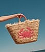 FRANCES VALENTINE Crab Embroidered Wicker Tote Crab, Color:Natural/Red - Image 5