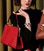 FRANCES VALENTINE Jackie Crocodile Frame Satchel Bag, Color:Red - Image 5