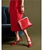 FRANCES VALENTINE Jackie Crocodile Frame Satchel Bag, Color:Red - Image 6